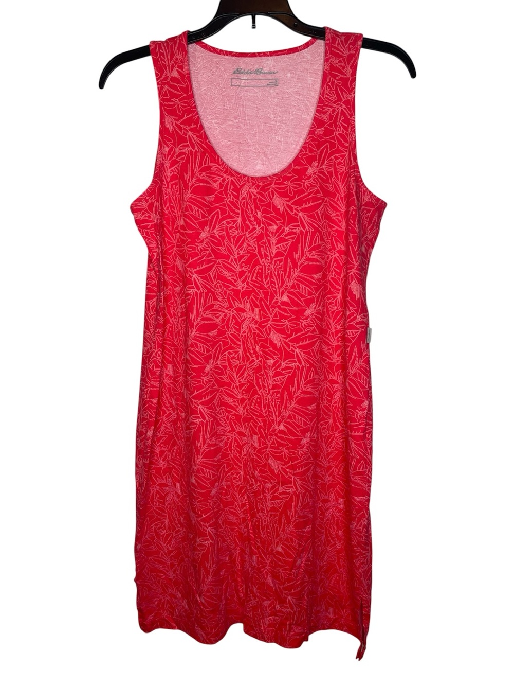 Eddie Bauer Red Tropical Print Scoop Neck Pullover Sleeveless Tank Top Dress
